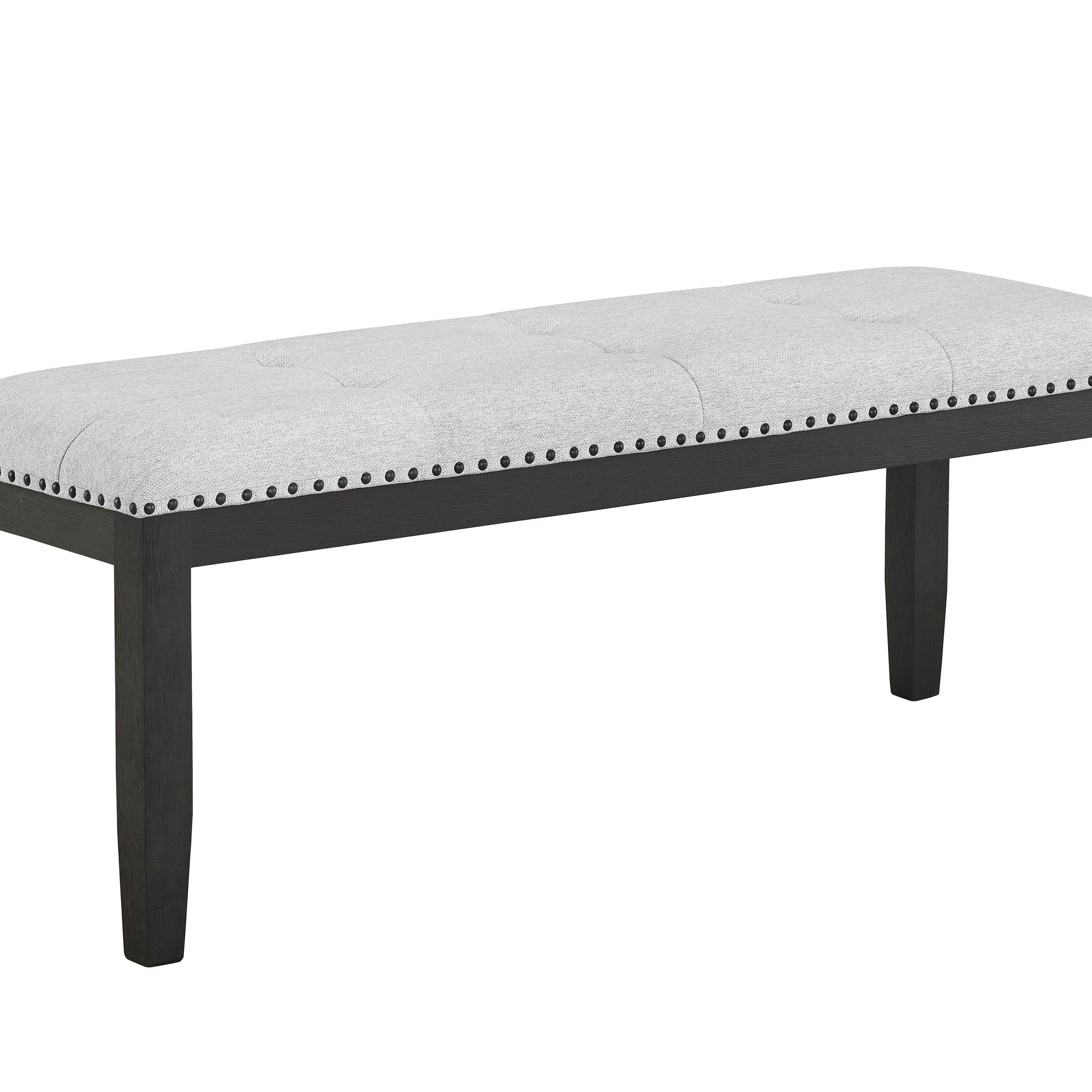 1Pc Transitional Upholstered Dining Bench Light Gray Upholstery Black Finish Legs Tufted Seat Dining Room Bedroom Living Room Furniture Gray Rectangular Grey Contemporary,Traditional,Transitional Wood