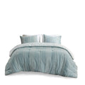 3 Piece Cotton Jacquard Comforter Set Aqua King Cal King King Aqua Cotton