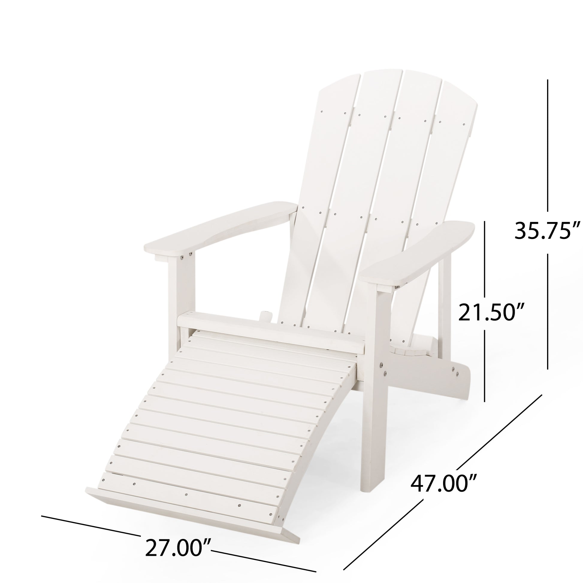 Hunter Adirondack Chair With Hideaway Ottoman White Wood