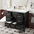 36'' Bathroom Vanity With Resin Sink Combo, Solid Wood Frame Bathroom Storage Cabinet, Freestanding Vanity Set With 5 Drawers& Soft Closing Doors Same As Sw000142Aab Black Bathroom Solid Wood Mdf Resin