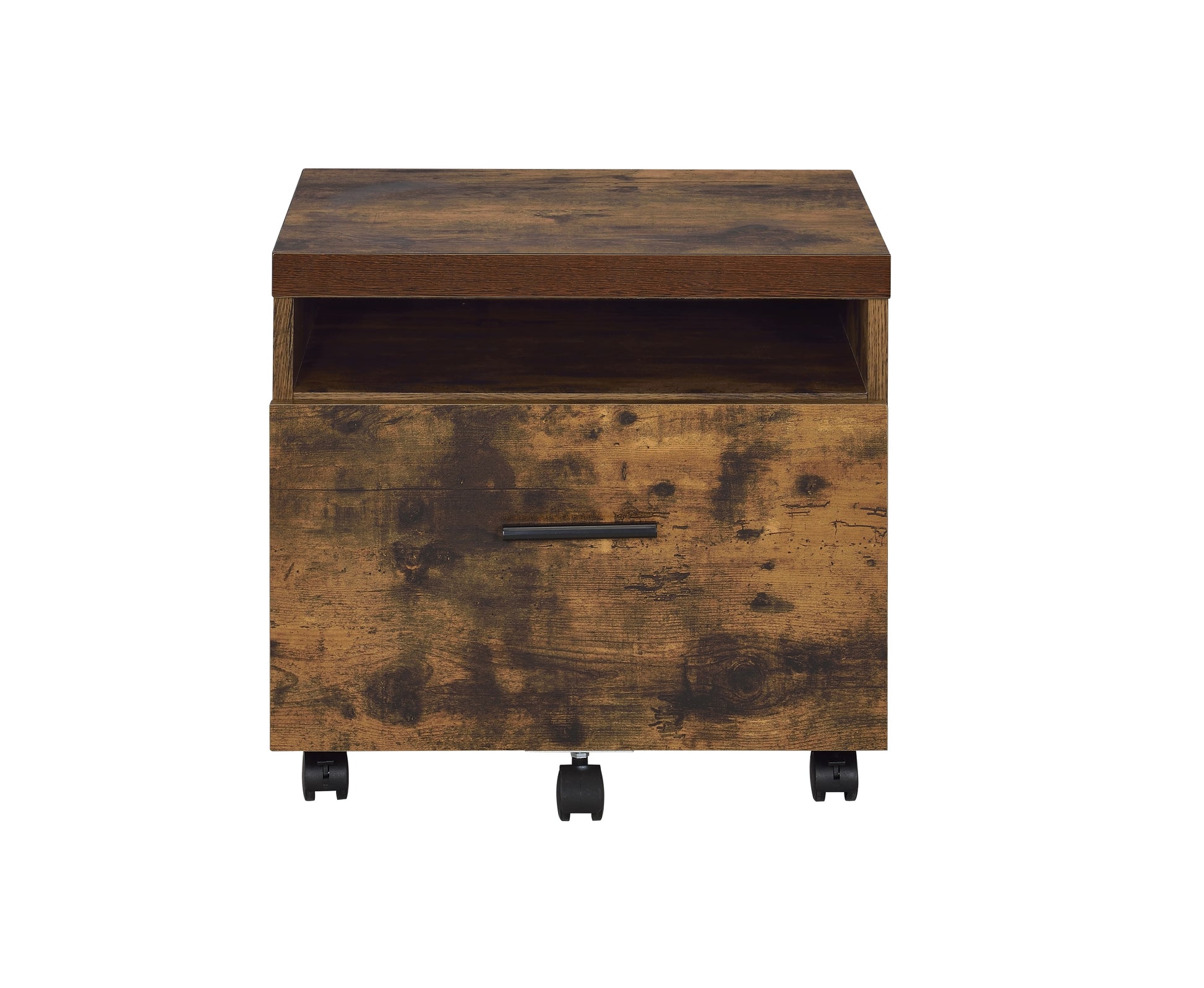 Bob Weathered Oak & Black Finish File Cabinet Oak Metal,Synthetic Wood