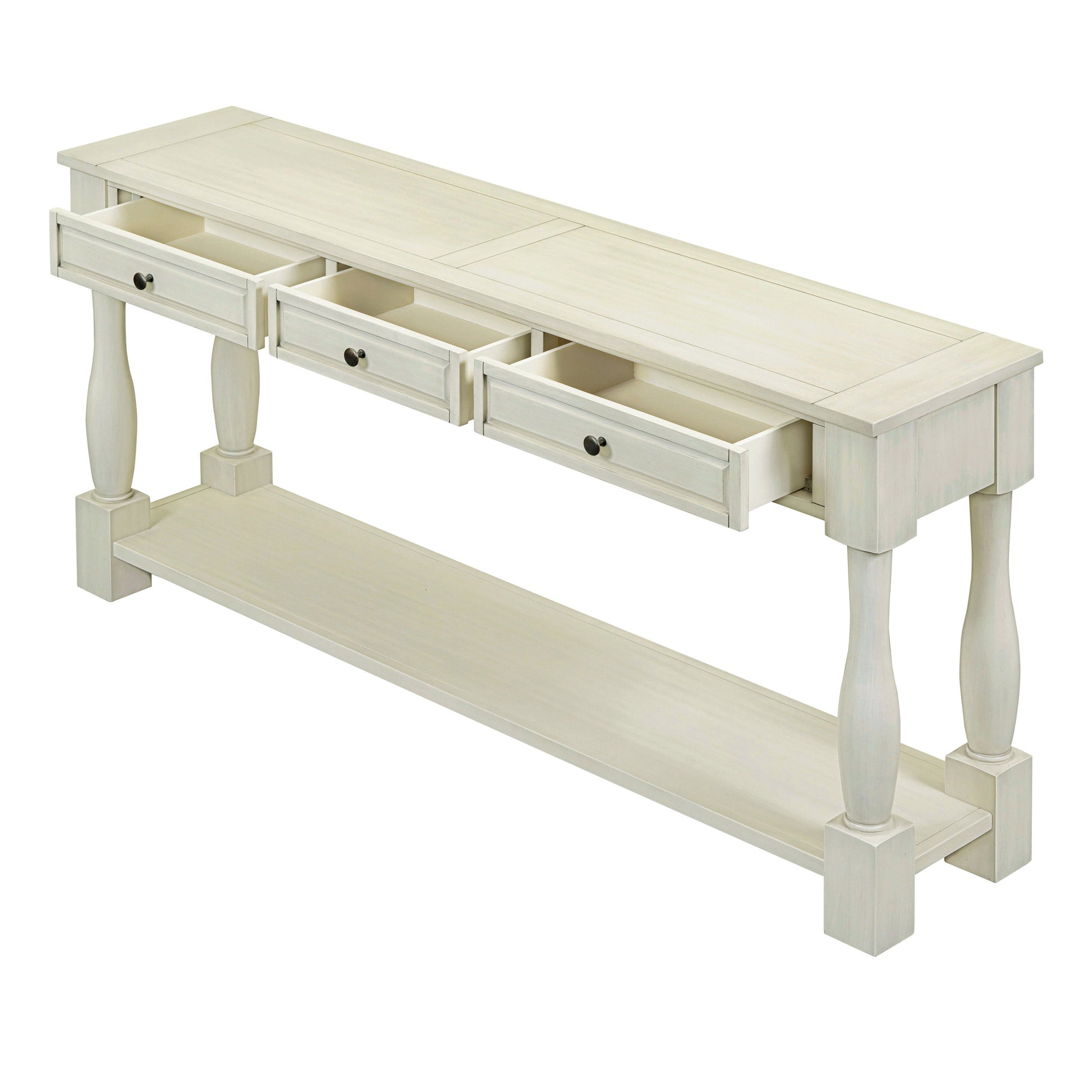 Console Table 63" Long Console Table With Drawers And Shelf For Entryway, Hallway, Living Room Antique White, Old Sku: Wf193795Aak Antique White Solid Wood