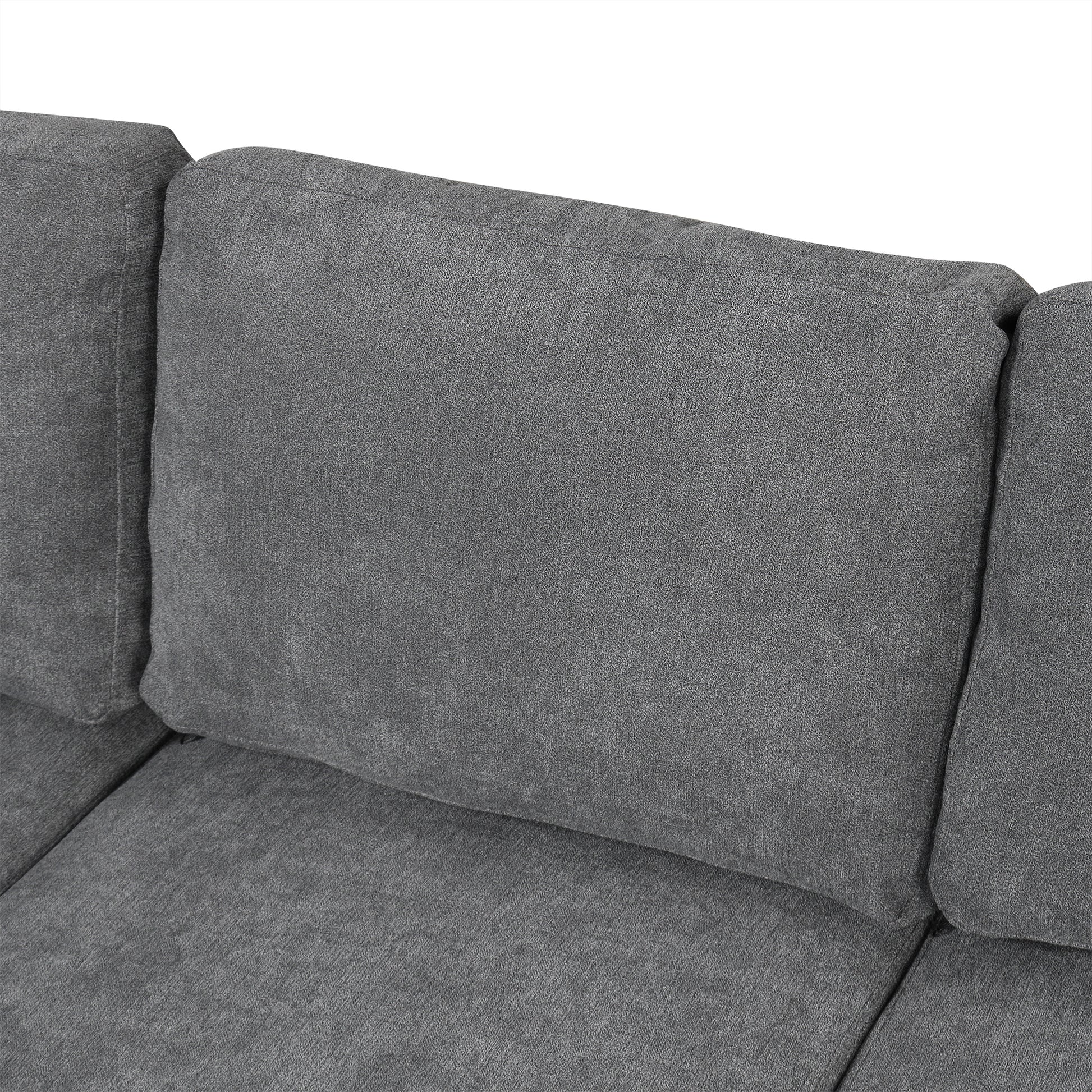 109" U Shaped Sectional Sofa Pull Out Sofa Bed With Two Usb Ports, A Storage Chaise Lounge And Four Back Pillows For Living Room, Grey Grey Foam Chenille 5 Seat