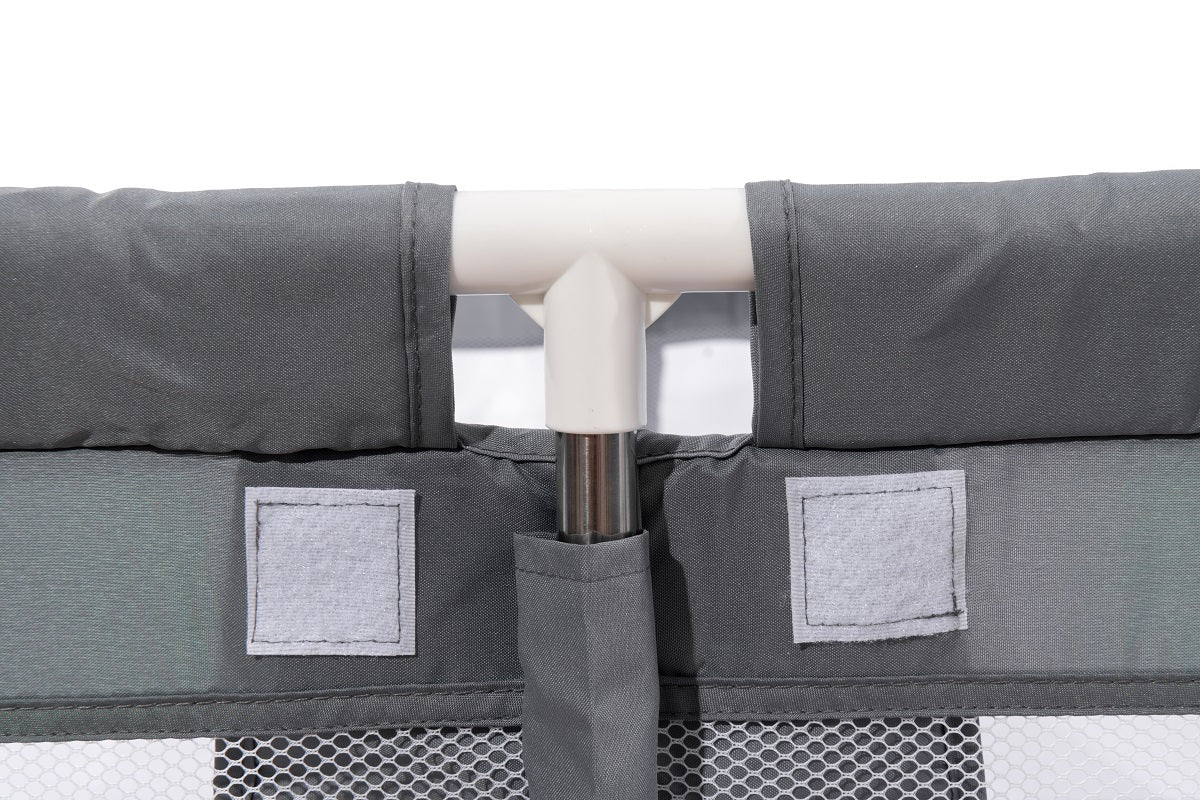Fabric Baby Playpen, Baby Fence Play Area With Anti Slip Base Gray Fabric Metal