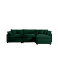 Corduroy 3 Seater Sofa With 1 Footrest, L Shaped Double Sofa With Ottoman For Small Living Rooms, Green Corduroy Sofa Green Corduroy 3 Seat