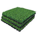 36Pcs Interlocking Artificial Grass Tiles For Patio, Balcony, Backyard, Artificial Turf Floor, 12