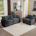 Modern Living Room Sofa Two Piece Set, Suitable For Living Room And Bedroom Sofa Set, Consists Of A Single Seat And A 3 Seater Sofas, Grey Corduroy Grey Corduroy 3 Seat