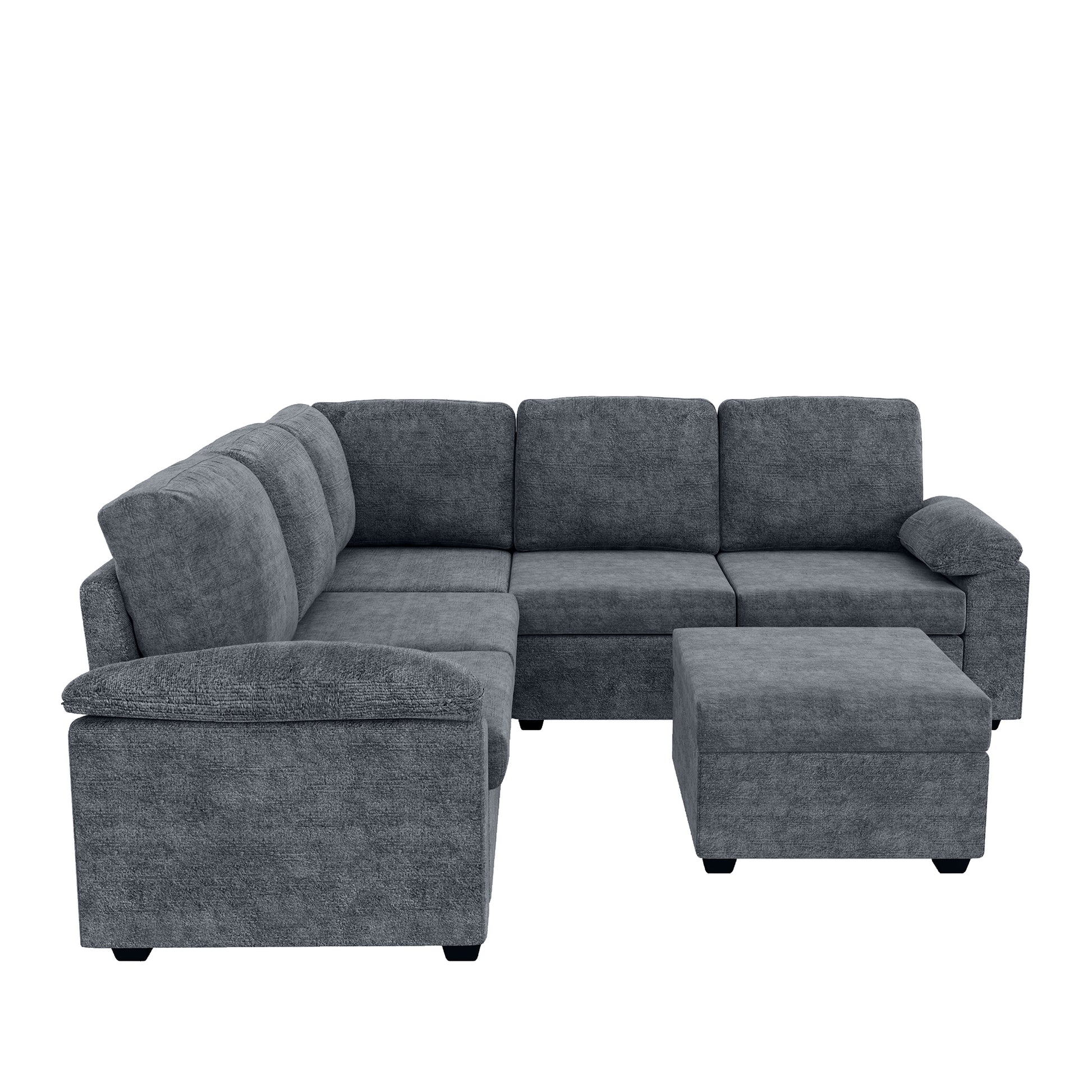 84*84" Modern Velvet Sectional Sofa Set,Large U Shaped Upholstered Corner Couch With Ottoman,Armrest Pillow,6 Seat Indoor Furniture For Living Room,Apartment,Office,2 Colors Gray Velvet 6 Seat