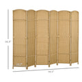 Homcom Room Divider, 6 Panel Folding Privacy Screen, 5.6' Tall Freestanding Wall Partition For Home Office, Bedroom, Nature Wood Natural Wood Polypropylene