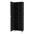 Urano Mirror Linen Cabinet, Four Interior Shelves, Five External Shelves Black Black 1 5 Bathroom Freestanding Modern Particle Board Particle Board