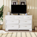 Modern 3 Drawer Bedroom Chest Of Drawers With 7 Drawers Dresser, Clothes Organizer Metal Pulls For Living Room, Bedroom, Hallway, White, 47.6 L X 15.7 W X 26.6 H 5 Or More Drawers White White Drawers Included Particle Board Mdf