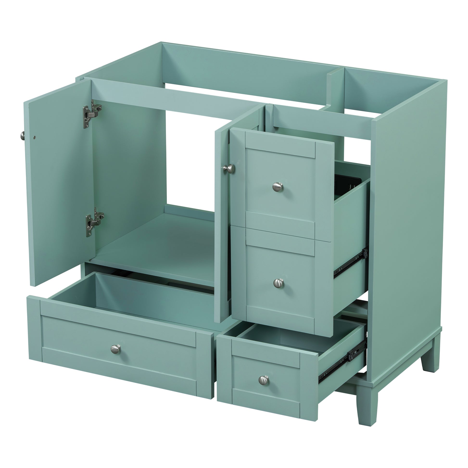 Cabinet Only 36" Bathroom Vanity Green Sink Not Included Green Solid Wood Mdf