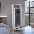 Falkland Armoire With 1 Drawer And 1 Hinged Drawer With Handles White Bedroom Modern Particle Board