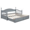 Wooden Twin Size Daybed With Twin Size Trundle, Extendable Daybed With Two Storage Drawers,Gray Expected Arrival Time:9.12 Twin Gray Wood