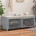 Distressed Shutter Storage Bench With Acacia Veneer For Retro Charm For Living Room, Entryway Grey Grey Mdf