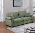 Classic Living Room 2Pc Sofa Set Sage Color Corduroy Sofa Loveseat W Pillows Square Arms Plush Couch Sage Primary Living Space Cushion Back Classic,Contemporary,Modern Rubberwood Rolled Arms Corduroy 4 Seat