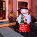 Outsunny 8Ft Christmas Inflatables Outdoor Decorations Snowman With Rotating Colorful Light, Blow Up Led Yard Display Christmas Decor For Lawn Garden White Polyester