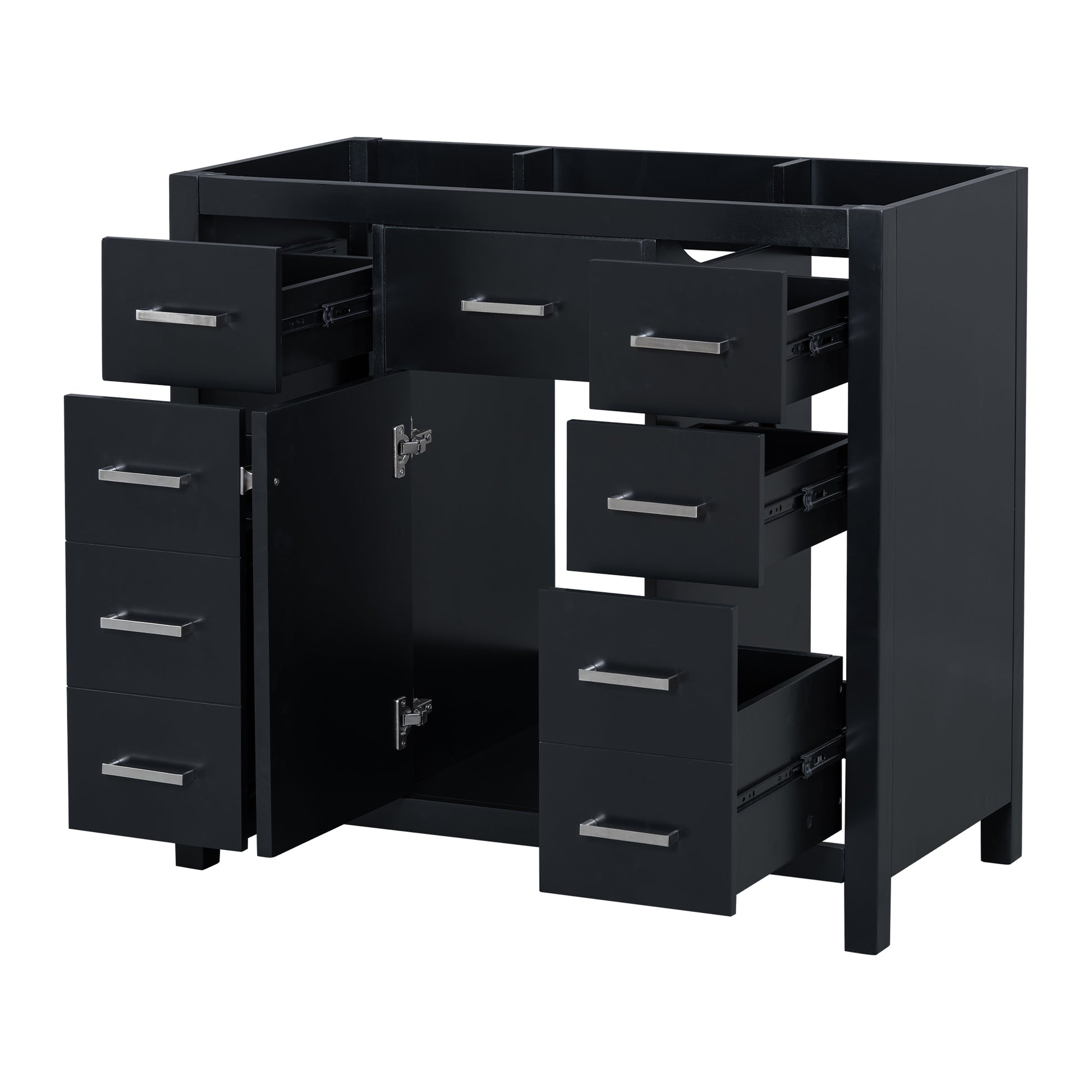 Cabinet Only 36" Black Bathroom Vanity Sink Not Included Black Bathroom Solid Wood Mdf Resin