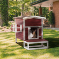 Outdoor Cat House, Large Feral Cats House With Escape Door,Wooden Outside Cat Shelter Weatherproof Red Solid Wood