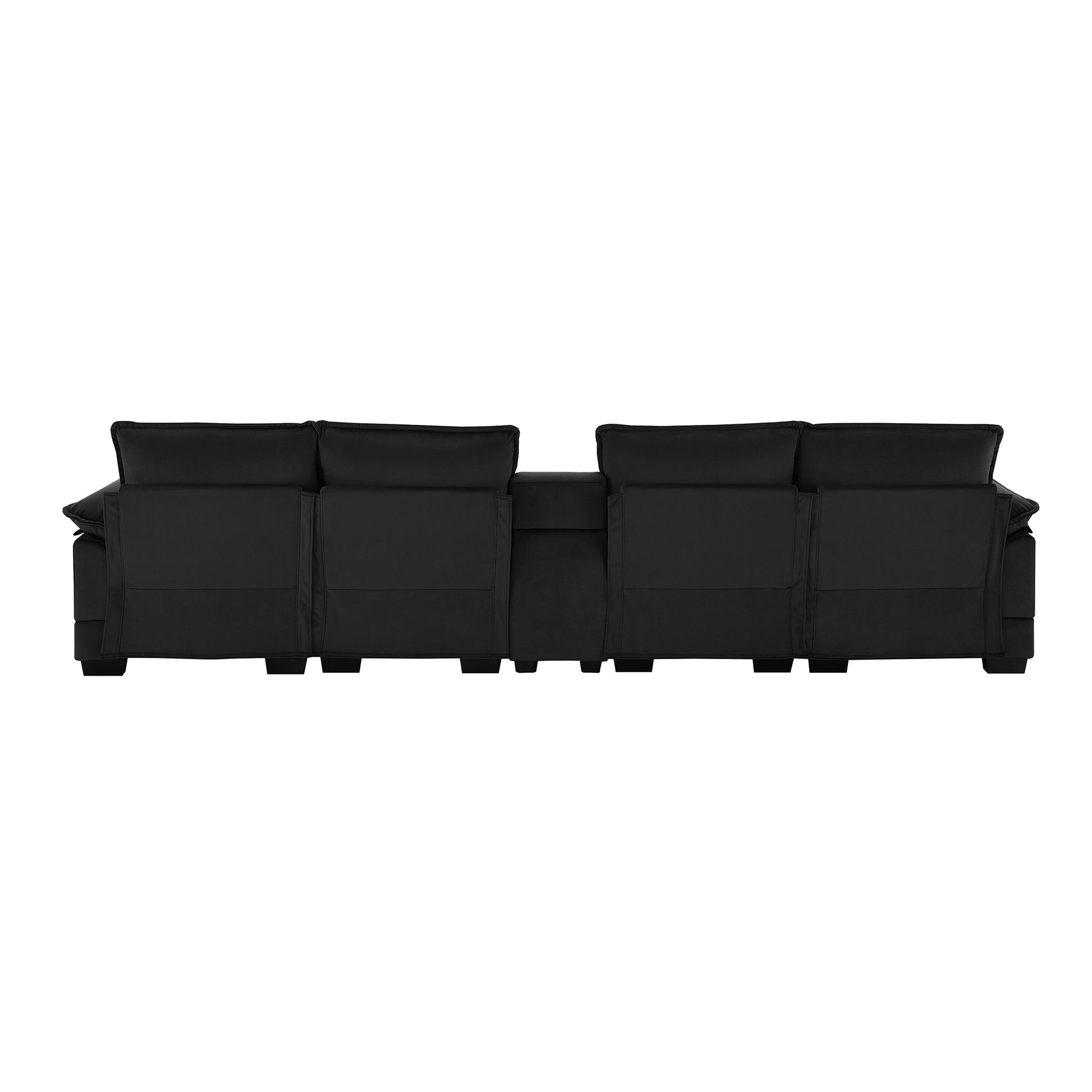 123*55" Modern U Shaped Sofa With Console,Cupholders And Usb Ports,6 Seat Upholstered Symmetrical Indoor Furniture,Sleeper Couch Set With Chaise For Living Room,Apartment,5 Colors Black Velvet 6