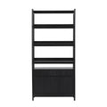 Transitional Wide Reeded Bookshelf With Drawers On Bottom Black Black Mdf Mdf