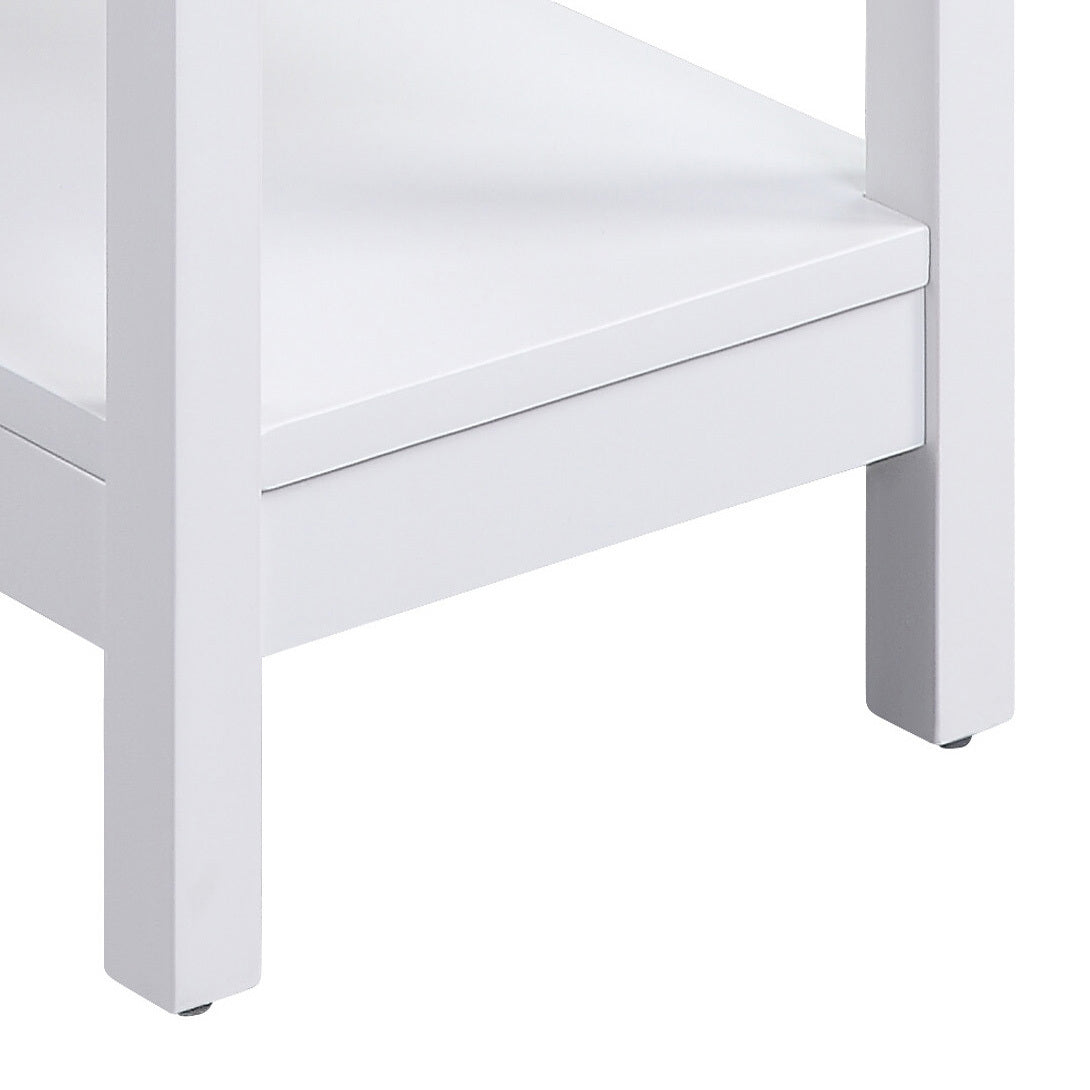 White 3 Shelf Side Table With Usb Charging Dock White White Primary Living Space Drawers Rectangular Wood