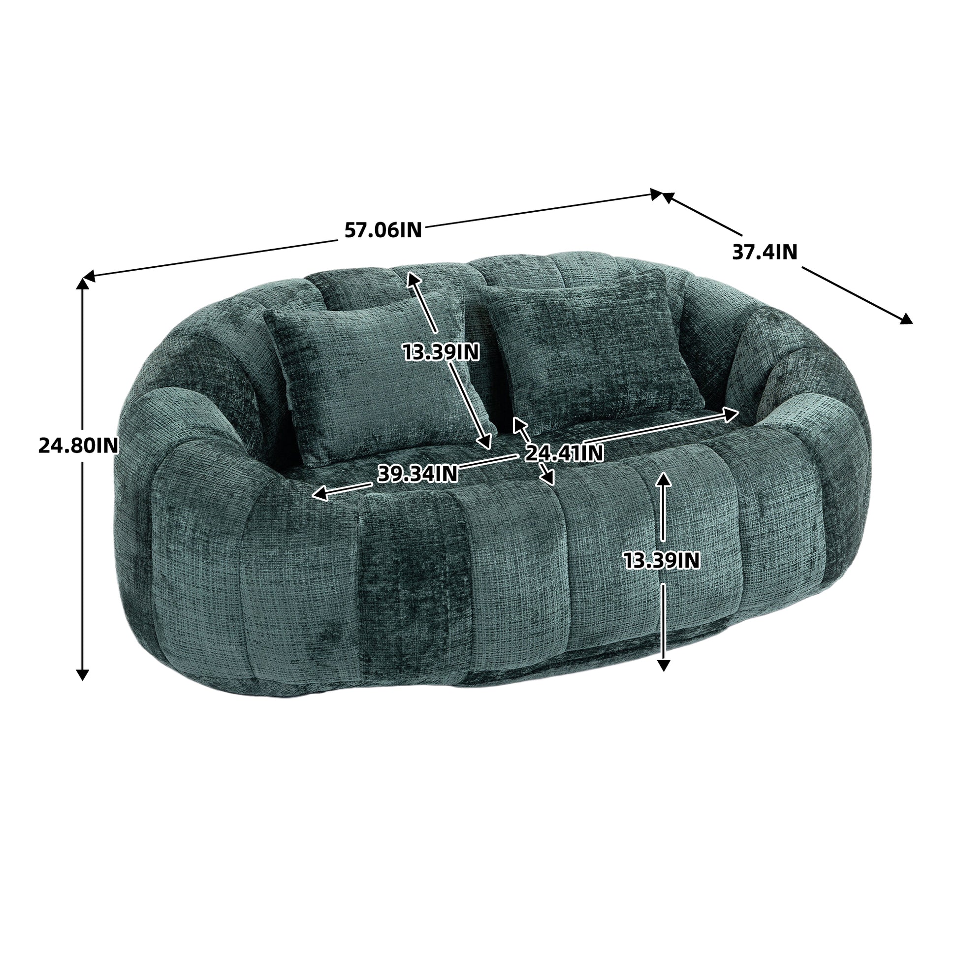 Coolmore Bean Bag Sofa Lazy Sofa Durable Comfort Lounger High Back Bean Bag Chair Couch For Adults And Kids, Indoor & Outdoor, Accent Floor Soft Lounge Chair Emerald Chenille Emerald Foam Chenille 2