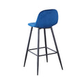 Bar Stools Set Of 2, 30 Inches Velvet Barstool Modern Counter Bar Height Chair With Back, Sturdy Metal Legs & Footrests, Easy Assembly, Island Stool For Kitchen Bar Blue Velvet