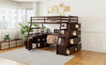 Full Size Loft Bed With 7 Drawers 2 Shelves And Desk Espresso Full Espresso Plywood
