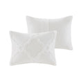 3 Piece Tufted Cotton Chenille Geometric Comforter Set Off White Full Queen Full Off White Cotton