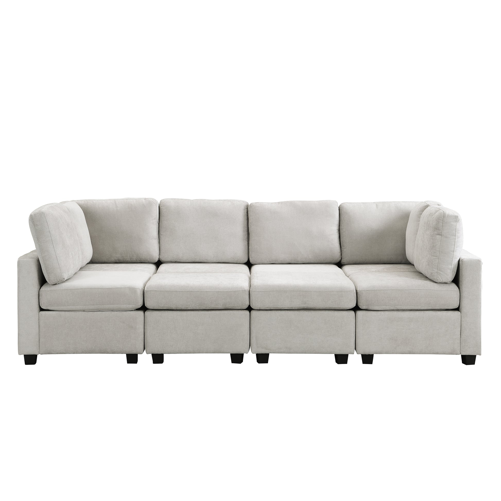 103" Sectional Sofa Couch Sofa Bed U Shaped Sofa With Two Movable Ottoman And Three Usb Ports For Living Room, Grey Grey Foam Chenille 6 Seat