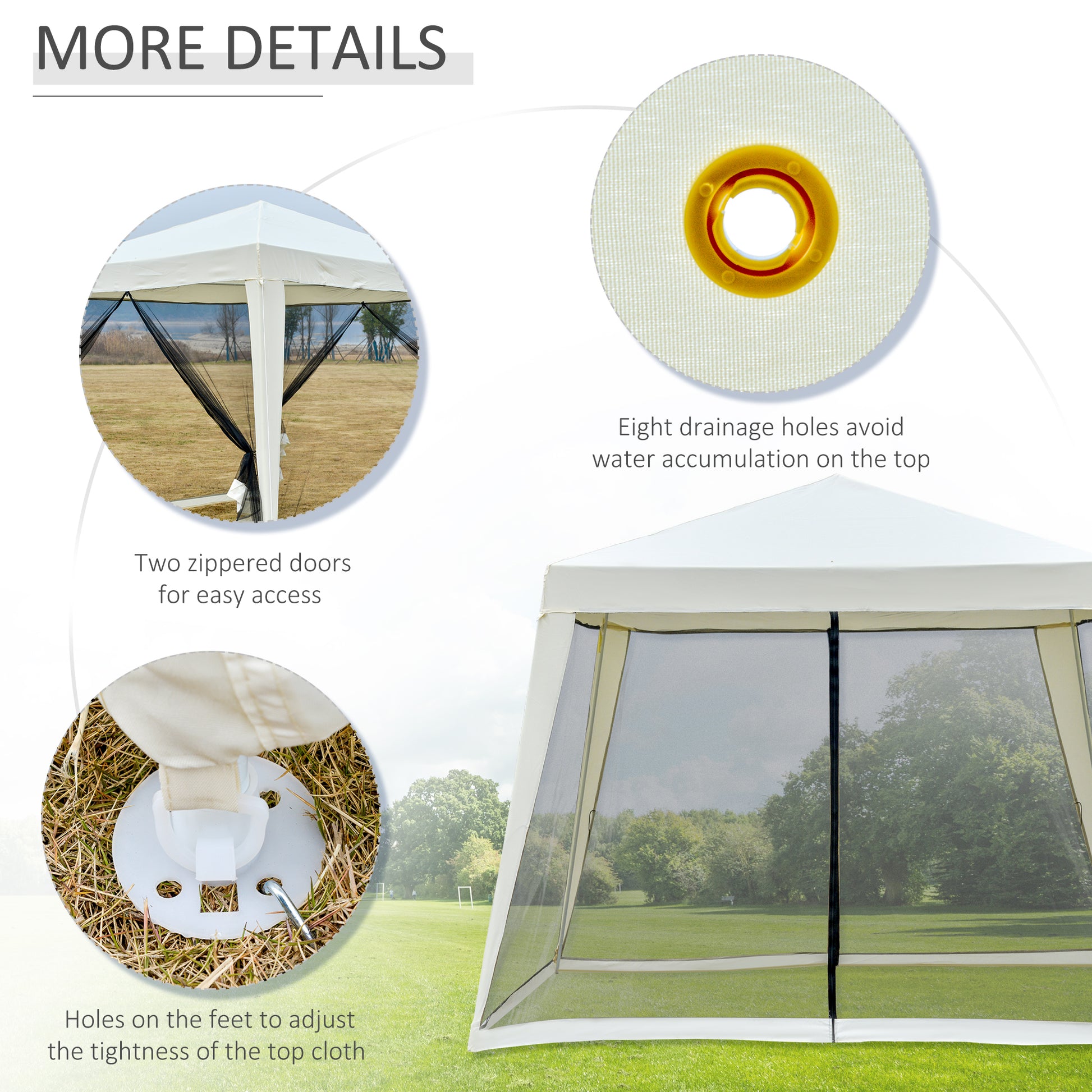Outsunny 10'X10' Outdoor Canopy Tent, Slant Leg Sun Shelter With Mesh Sidewalls, Patio Tents For Parties, Cream White Cream White Steel