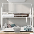 Metal House Bunk Bed, Twin Over Full, White Full White Metal