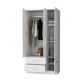 Douglas Armoire In Melamine, Two Drawers, Hanging Rod And 4 Doors. White Bedroom Contemporary Particle Board Melamine