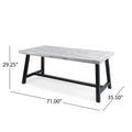 Outdoor Light Grey Sandblast Finish Acacia Wood Dining Table With Black Rustic Metal Finish Frame Grey Black Acacia Wood