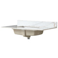 37 Inch Marble Vanity Top, Bathroom Vanity Top With Undermount Rectangular Middle Sink And 4