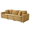 4 Seats Complimentary 2 Pillows ,Oversized Sectional Sofa,L Shaped Corner Couch With Detachable Seat & Back Cushion, Corduroy Upholstery Convertible Sleeper Sofa&Couch For Living Room Yellow Fabric 4 Seat