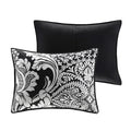 7 Piece Cotton Printed Comforter Set Black Queen Queen Black Polyester