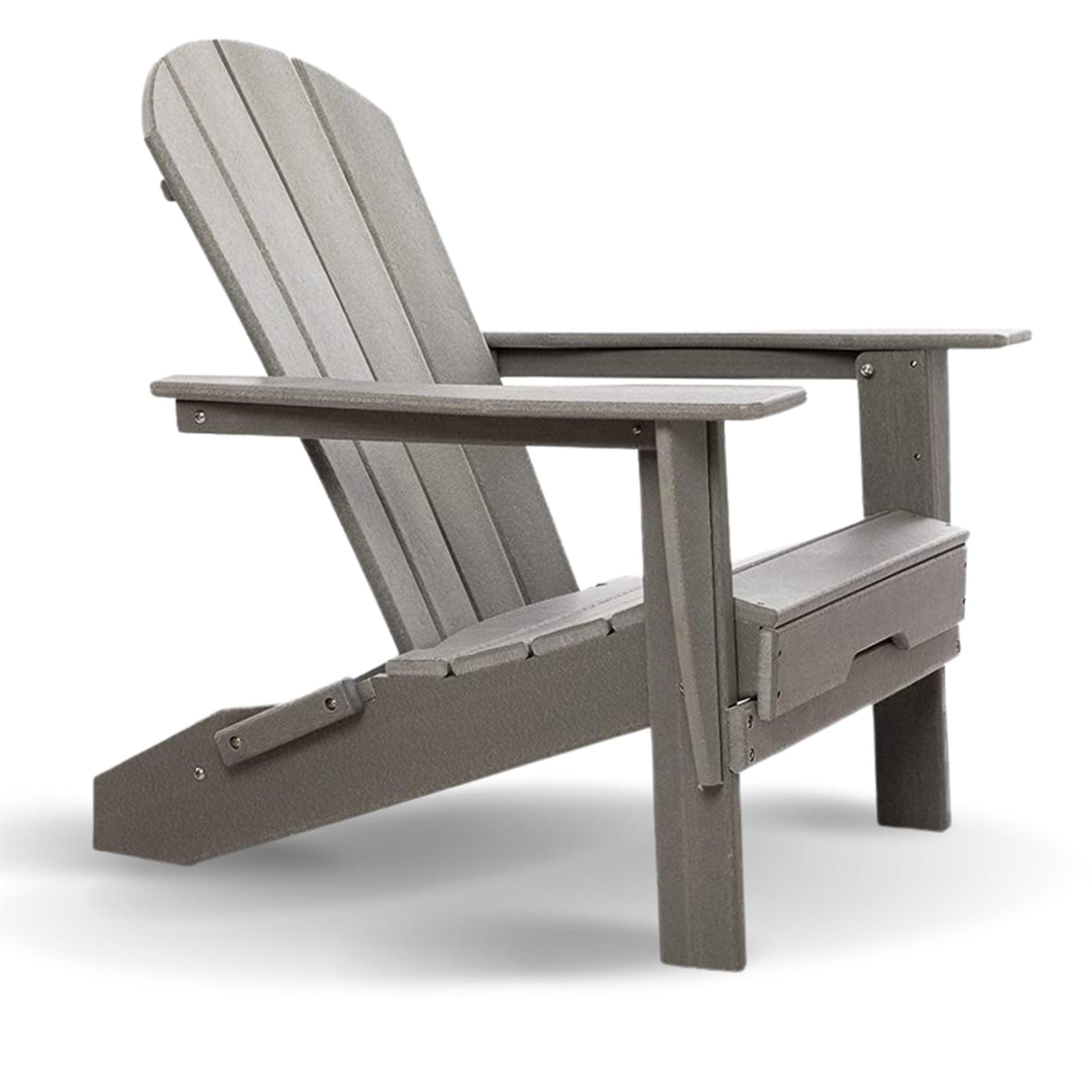 Hdpe Folding Adirondack Chair, Ultra Durable Weather Resistant Design, Easy Folding Design, 300 Lb Capacity, Grey Gray Hdpe