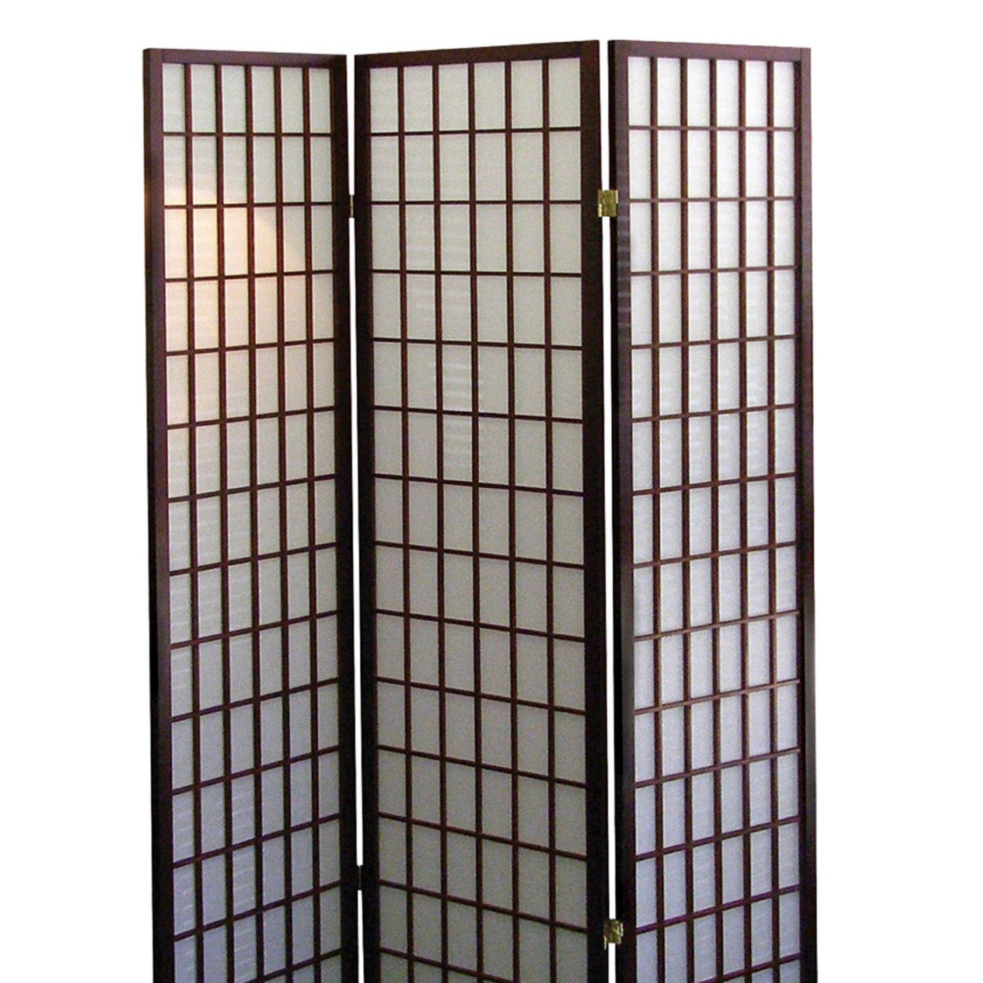 70" Tall 3 Panel Screen Room Divider, Japanese Style With Cherry Finish Cherry Wood