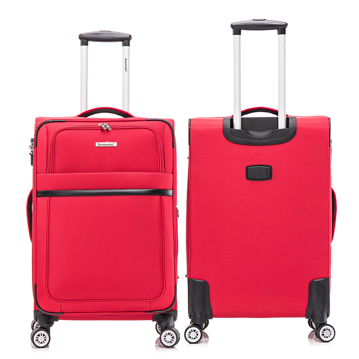 3 Piece Fabric Soft Luggage Set With Swivel Wheels And Password Lock, 20 26 30 Inches Red Fabric