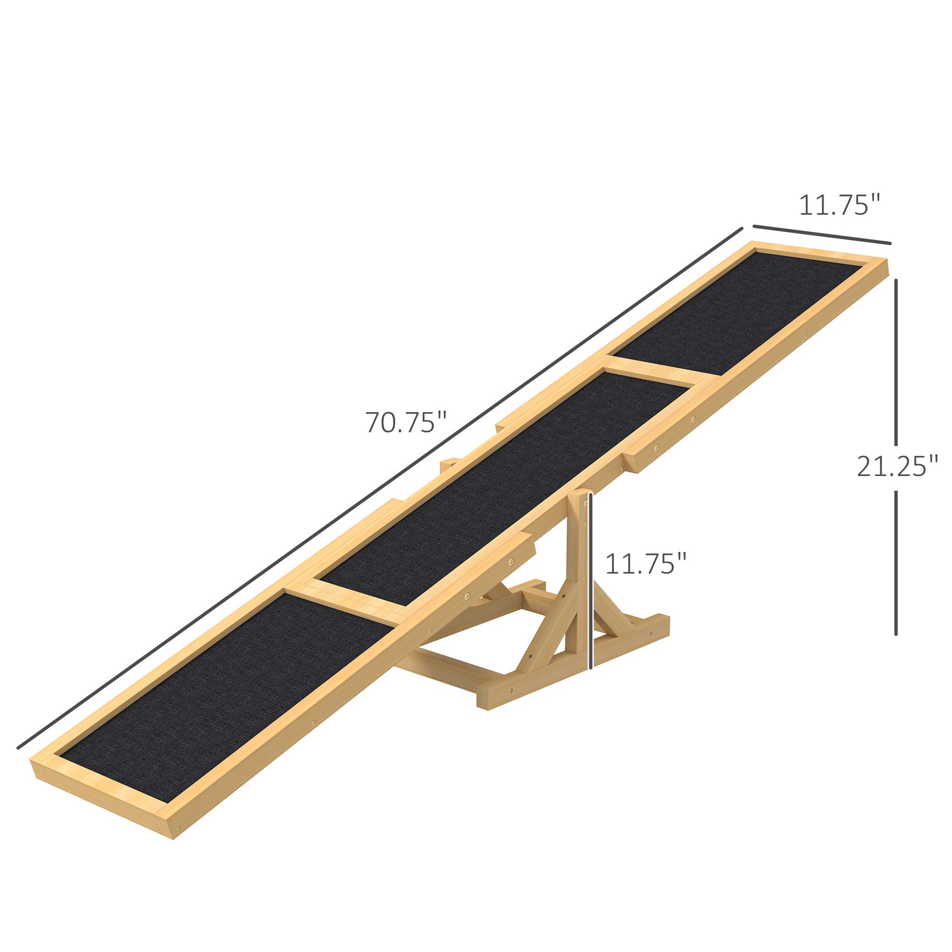 Pawhut Wooden Dog Agility Seesaw For Training And Exercise, Platform Equipment Run Game Toy, Weather Resistant Pet Supplies, 71" L X 12" W X 12" H, Yellow Yellow Wood