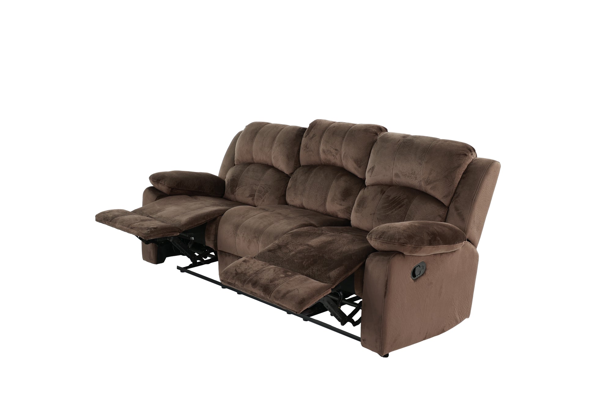 Comfortable Motion Sofa 1Pc Couch Living Room Furniture Chocolate Padded Suede Plush Cushion Metal Reclining Chocolate Suede Metal Primary Living Space Cushion Back Contemporary,Modern Pillow Top Arms Suede 3 Seat