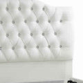 Grandiose Queen Size Bed With Large Tufted Headboard White Queen White Wood Fabric