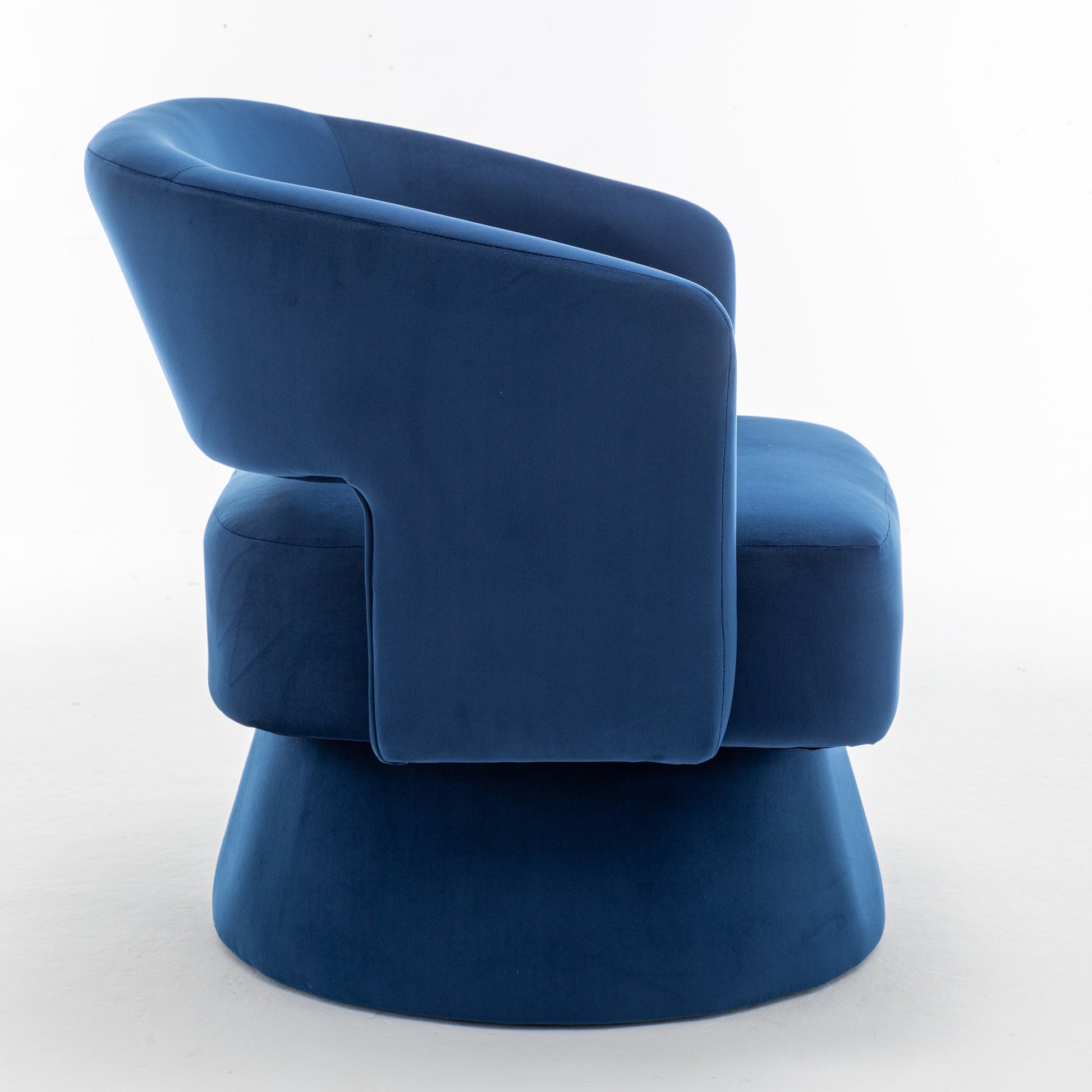 Swivel Barrel Chair, Velvet Accent Armchair 360 Degree Swivel Club Chair For Living Room Bedroom Reception Room Blue Foam Velvet