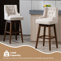 Coolmore Bar Stools Set Of 2 Counter Height Chairs With Footrest For Kitchen, Dining Room And 360 Degree Solid Wood Legs Swivel Bar Stools Set Of 2 Beige Linen Beige Foam Linen