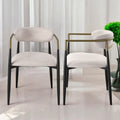 Jaramillo Beige Linen & Black Finish Side Chair Set Of 2 Beige Linen,Metal,Synthetic Wood