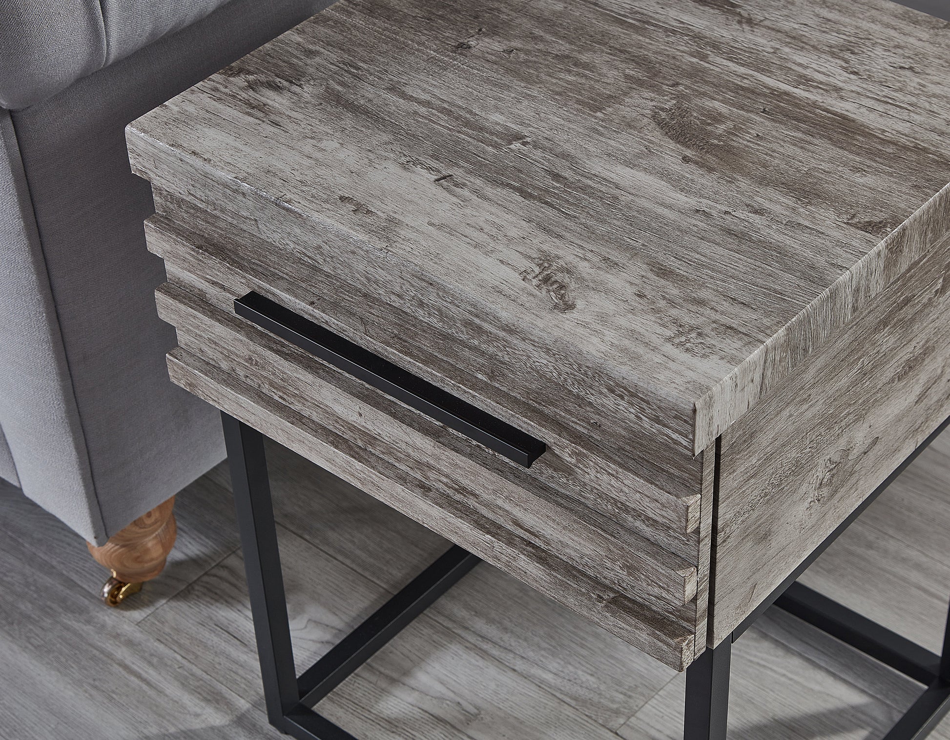 Belize 3 Piece Upholstered Bedroom Set, Tufted Wingback Bed With Two Gray Nightstands Box Spring Required Queen Gray Wood 3 Piece Set Bedroom Bed Included,Nightstand Included Contemporary Wood Tufted Polyester Engineered Wood