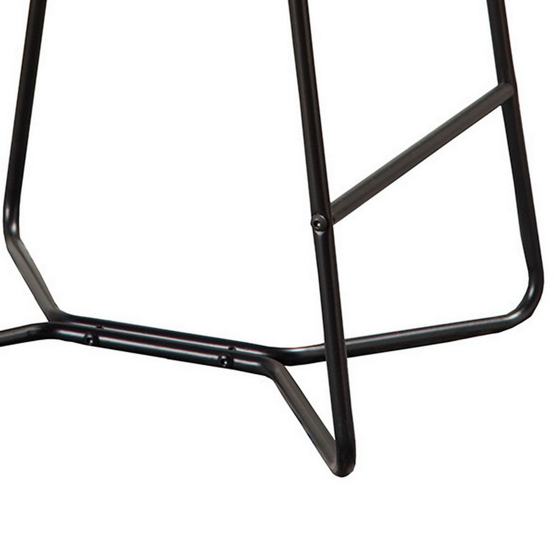 26 Inch Set Of 2 Counter Stool Chairs, Padded Dark Brown Faux Leather Black Brown Fabric Metal