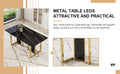 Table And Chair Set. Modern Dining Table With Mdf Top And Beautiful Mdf Legs. Equipped With Comfortable Pu Chairs And Metal Legs. Suitable For A Wide Range Of Decorative Styles. Black Seats 6 Mdf